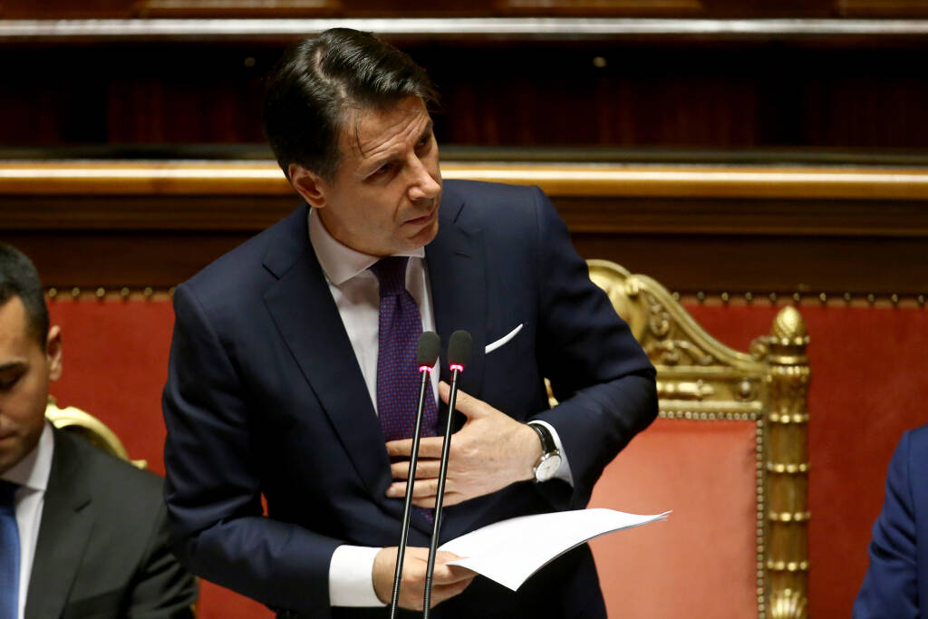 GIUSEPPE CONTE AL SENATO PER IL VOTO DI FIDUCIA AL SUO GOVERNO