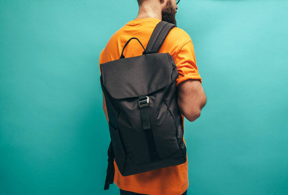 Handsome,Bearded,Hipster,Guy,With,Black,Casual,Backpack,,With,Space