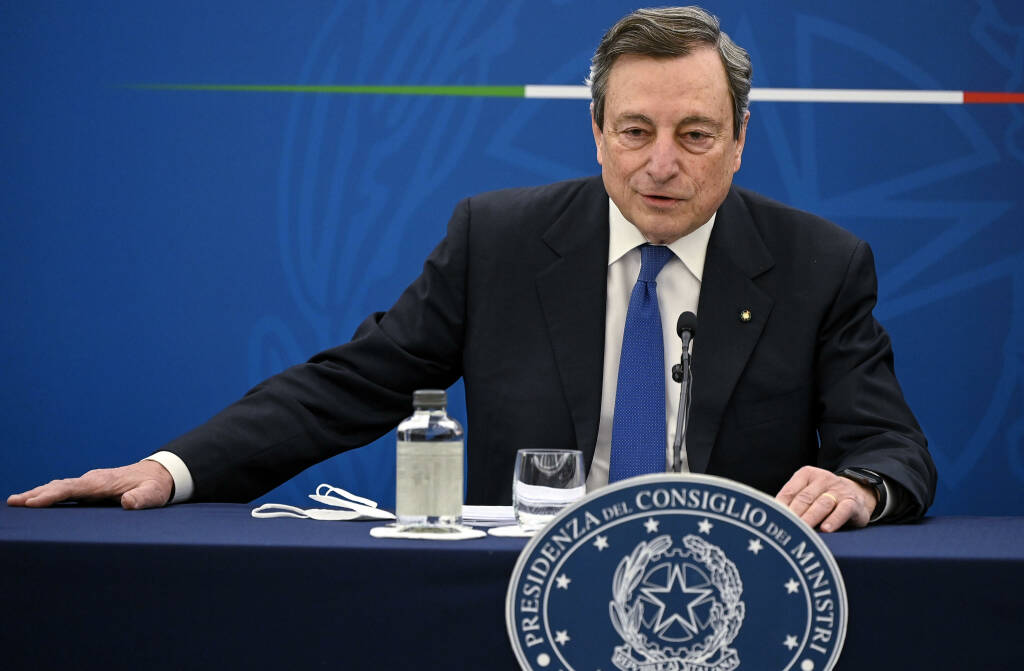 Italian PM Draghi attends a press conference